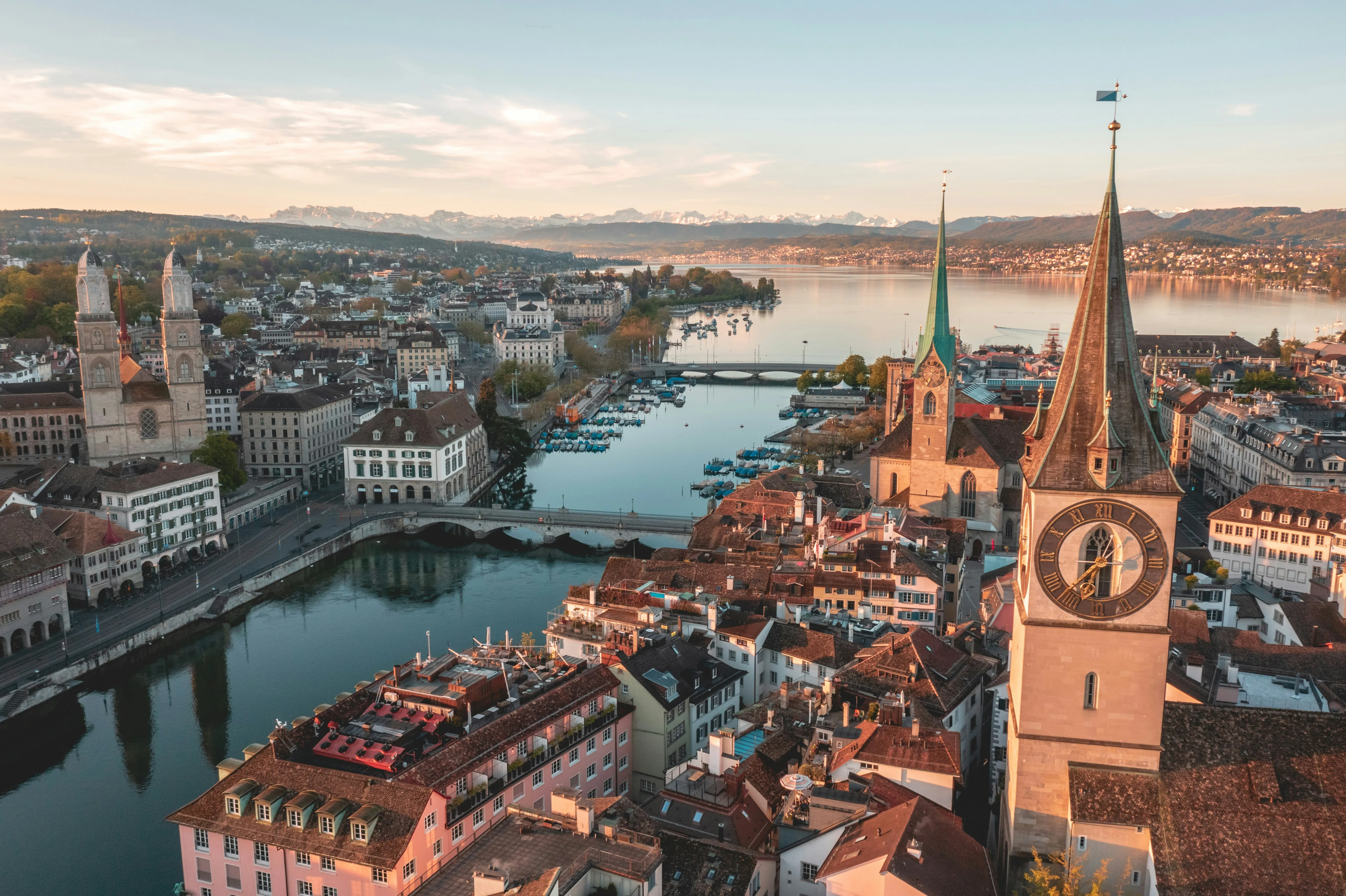 Gentle Swiss lakeside and mountain scenery